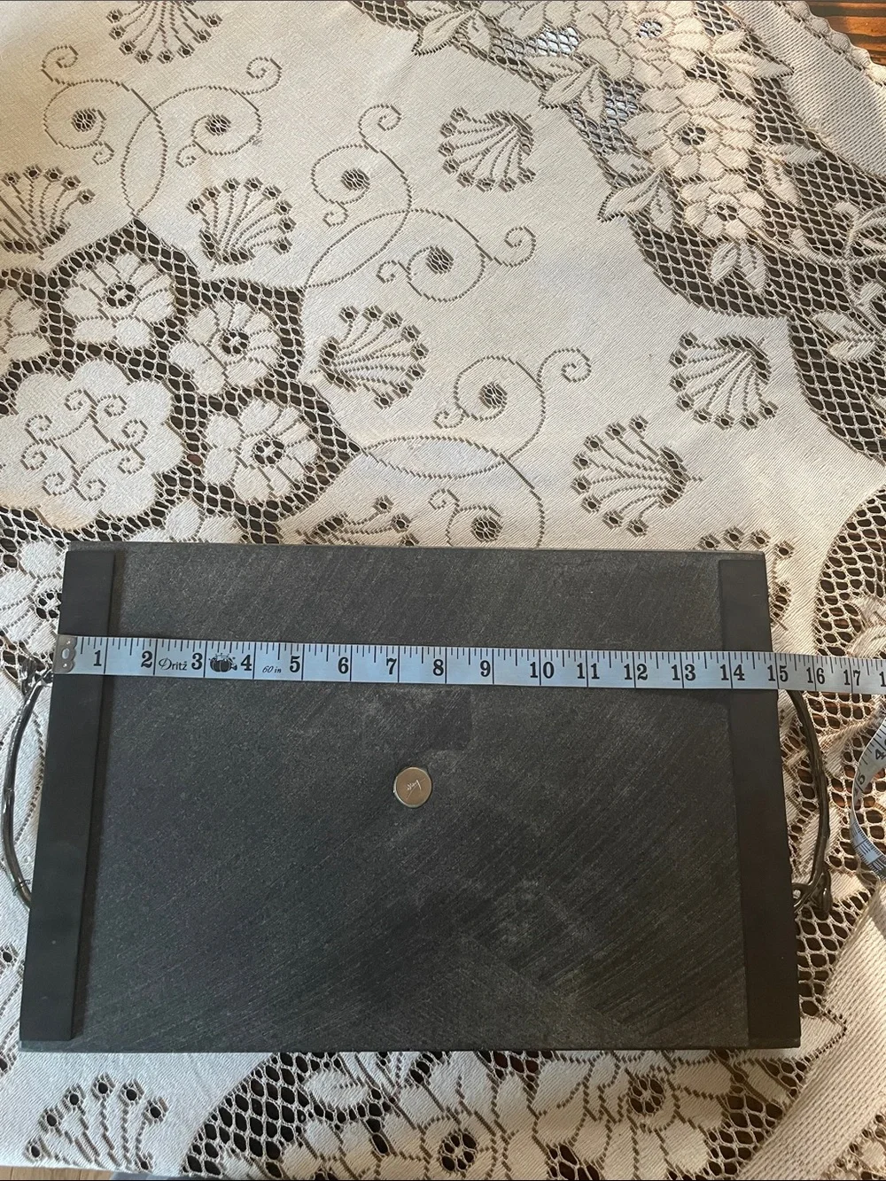 Michael Aram Black Nickel Plate Blossom Handle Granite Cheese Board Serving Tray